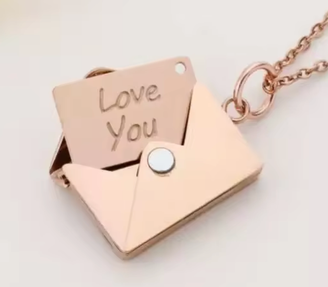 Love Letter Steel Envelope and Letter Necklace