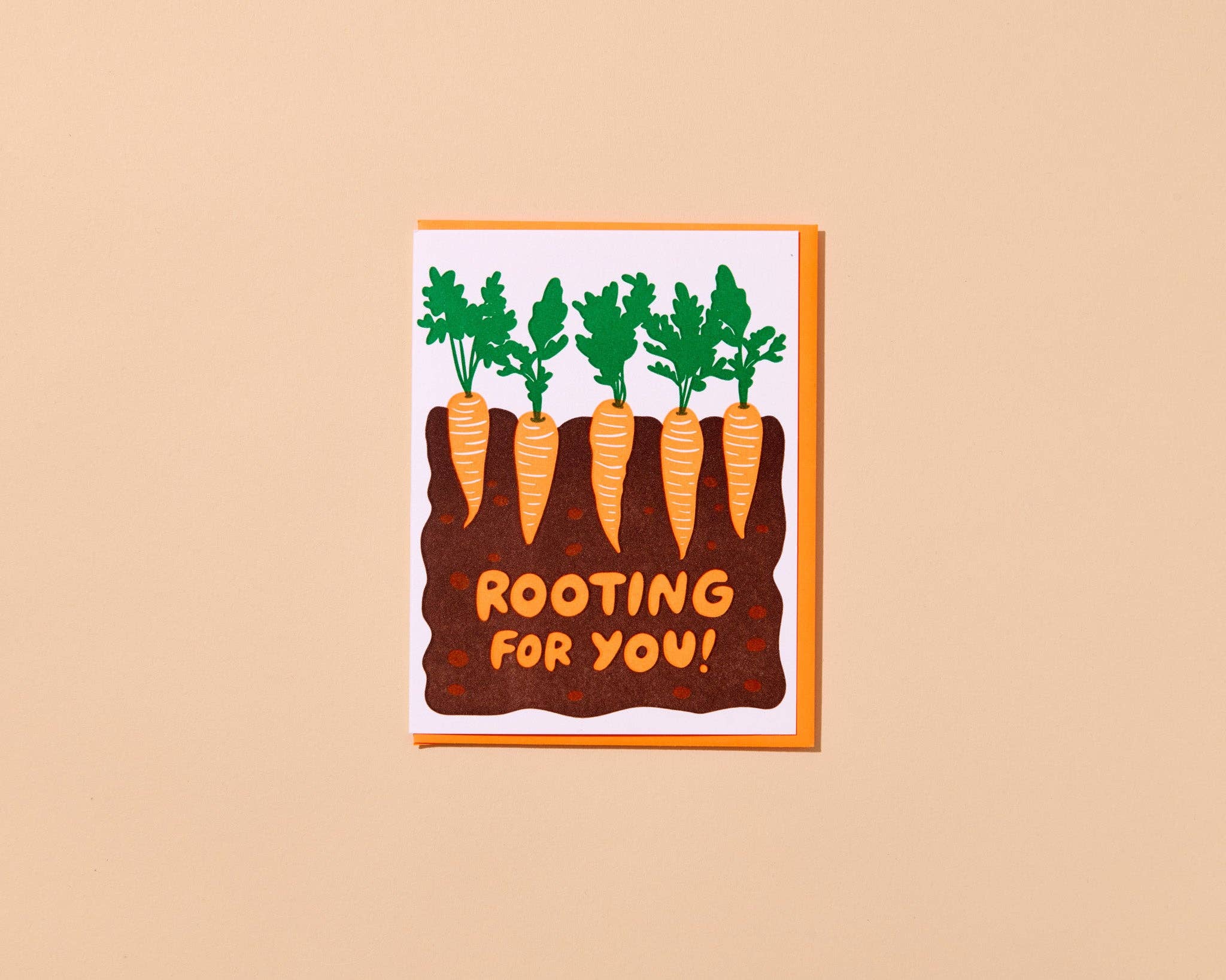 Letterpress Encouragement Card—Rooting for You (Carrots)