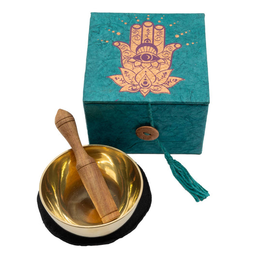 3" Henna Hamsa Meditation Bowl Box - Spiral Circle