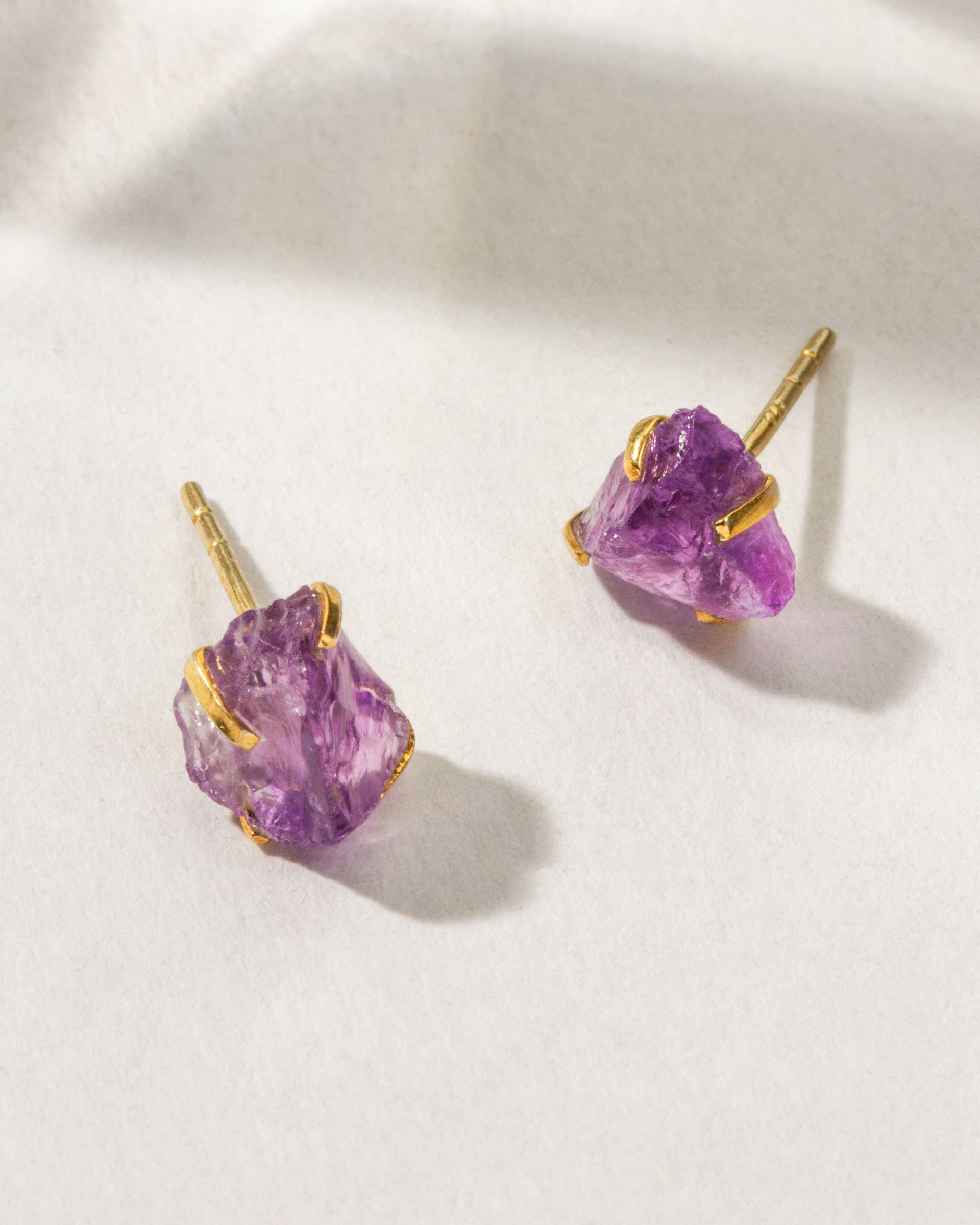 Amethyst Beauty Post Earrings | 14KT Gold Plated