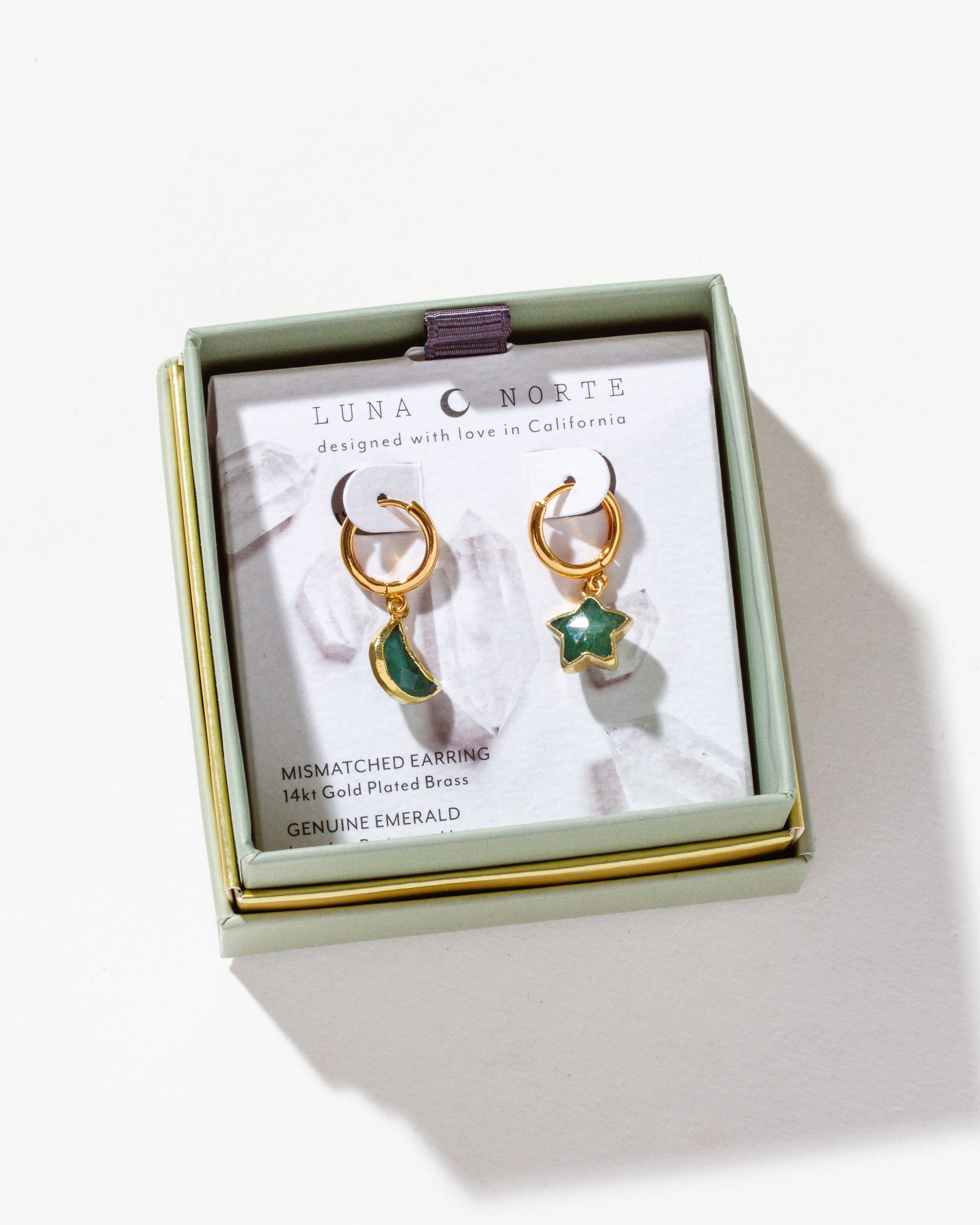 Sky Gazing Mismatched Hoop Earrings | Emerald