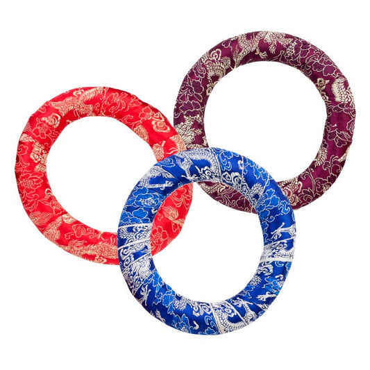 3.5" Brocade Wrapped Singing Bowl Cushion - Spiral Circle