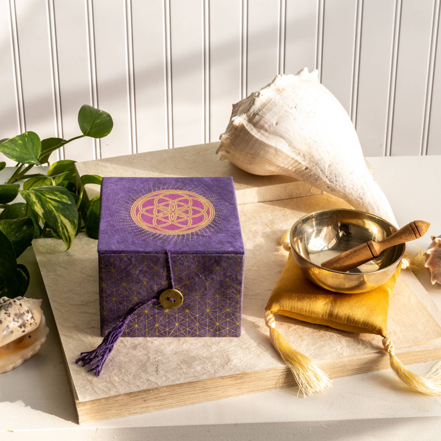 3.5'' Seed Of Life Meditation Bowl Box - Spiral Circle