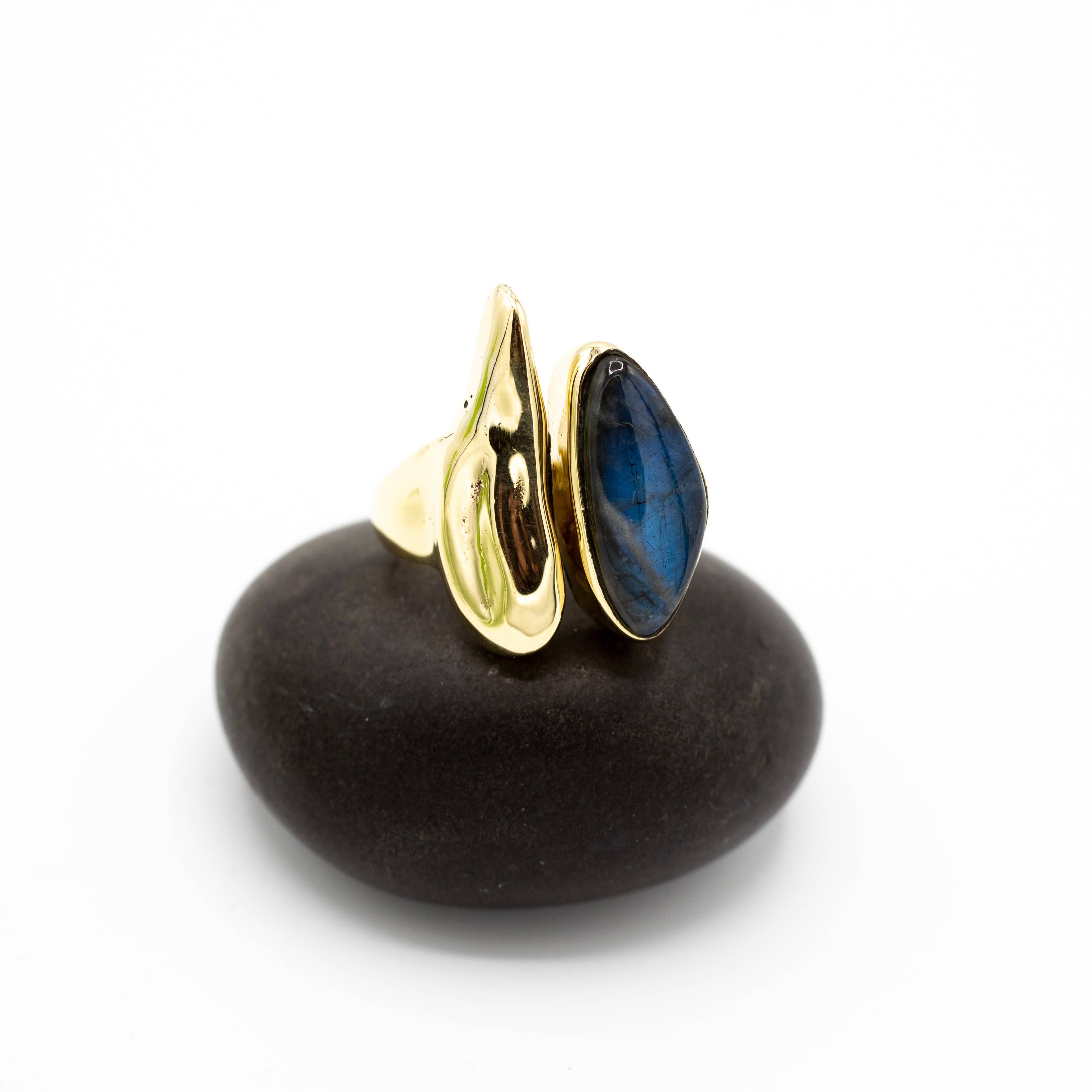 Brass Labradorite Molten Ring