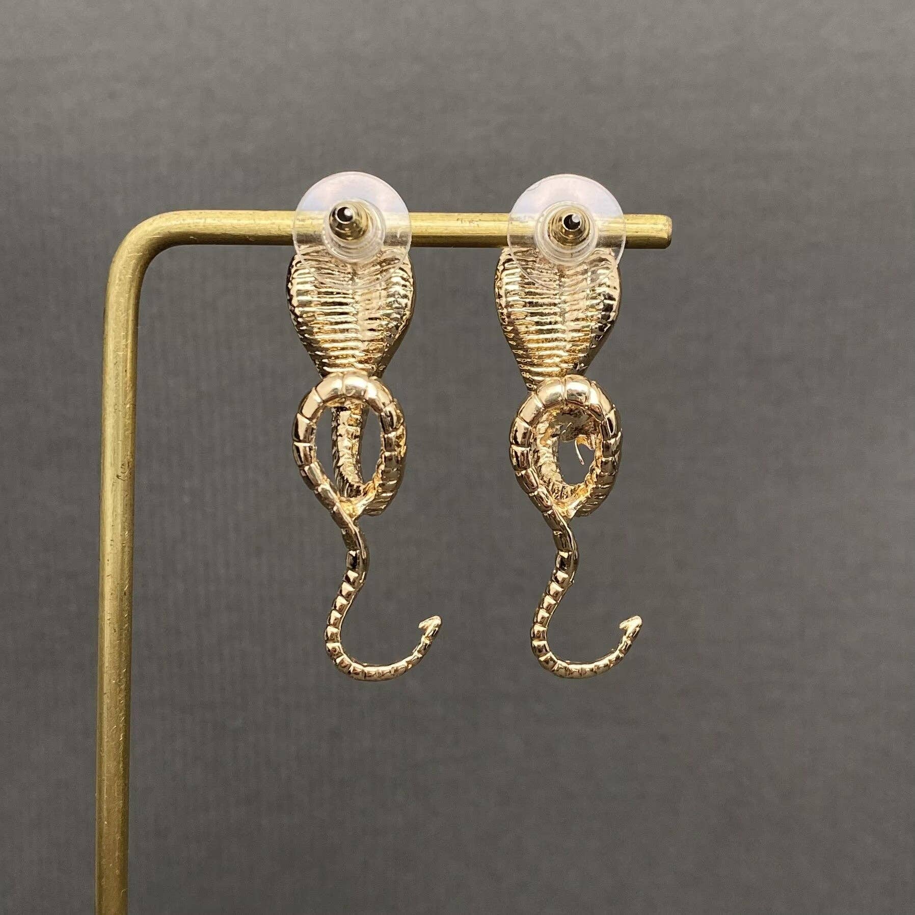 Green Eye Cobra Snake Stud Earrings