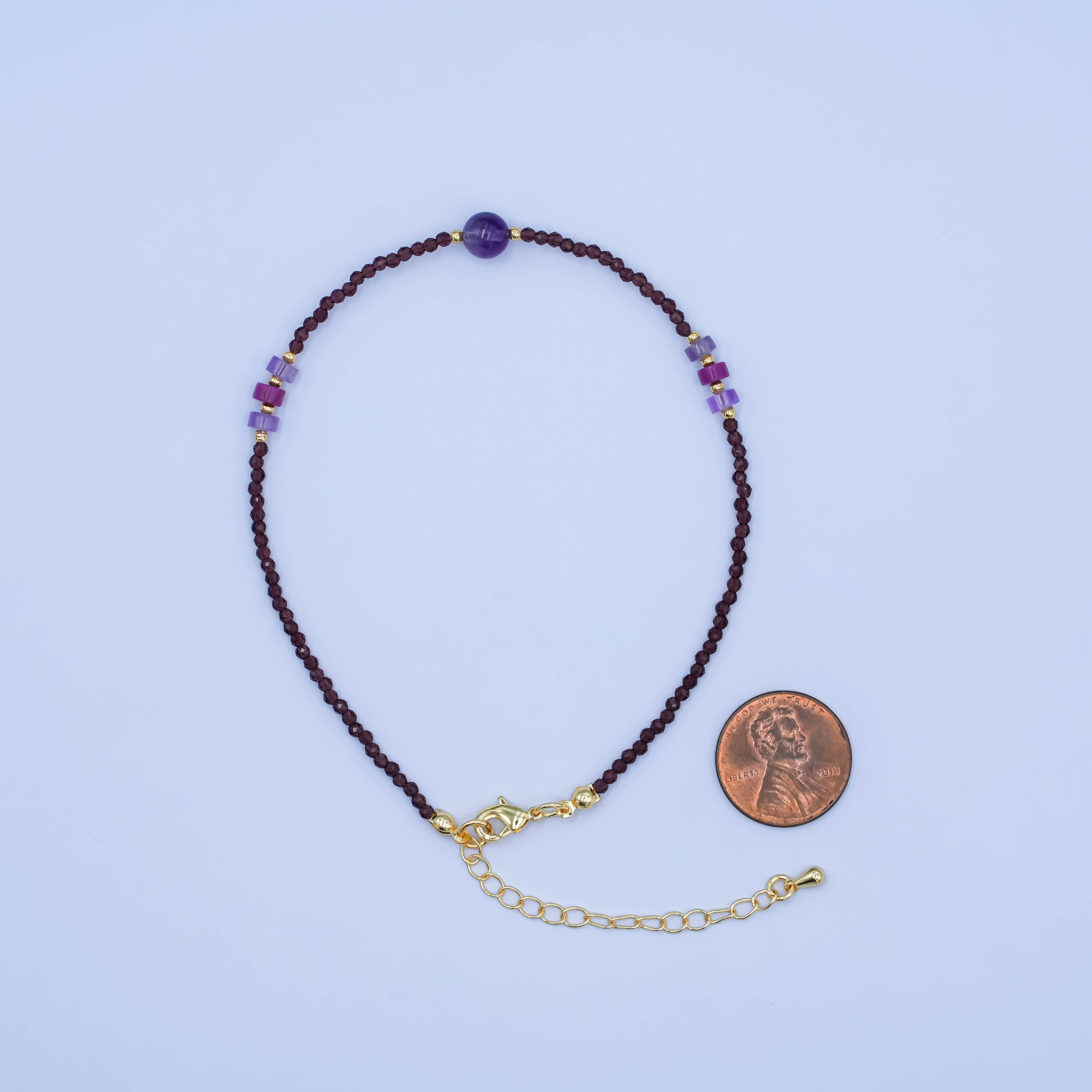 Amethyst Multifaceted Gemstone Anklet