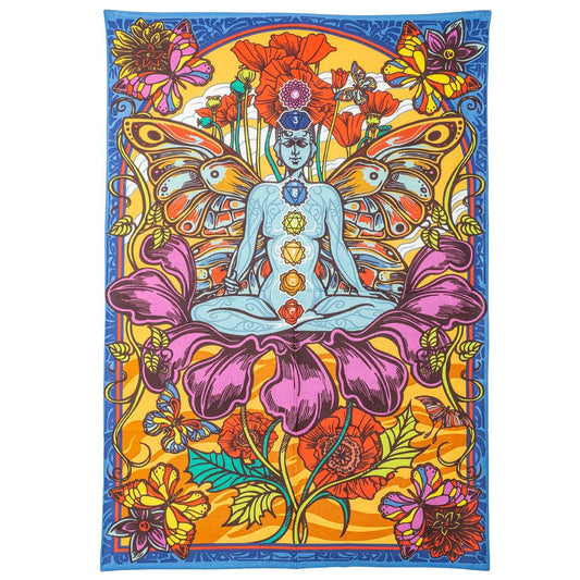3D Chakra Lotus Tapestry - Spiral Circle