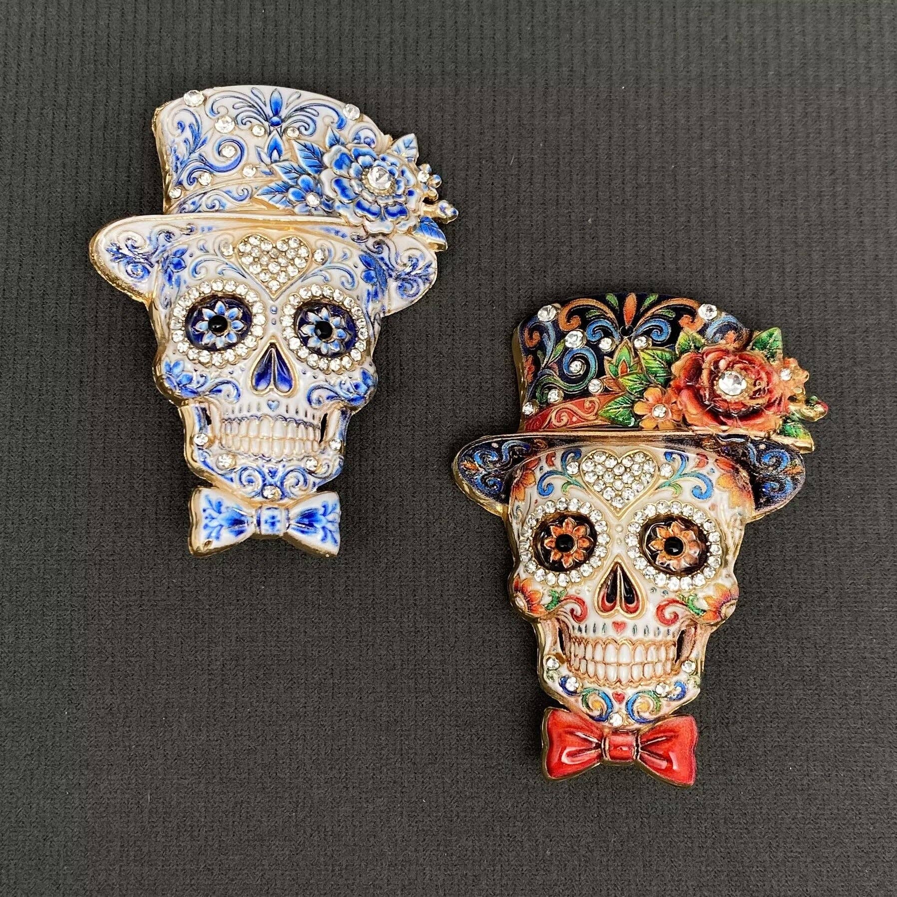 Halloween Skull With Top Hat Brooch