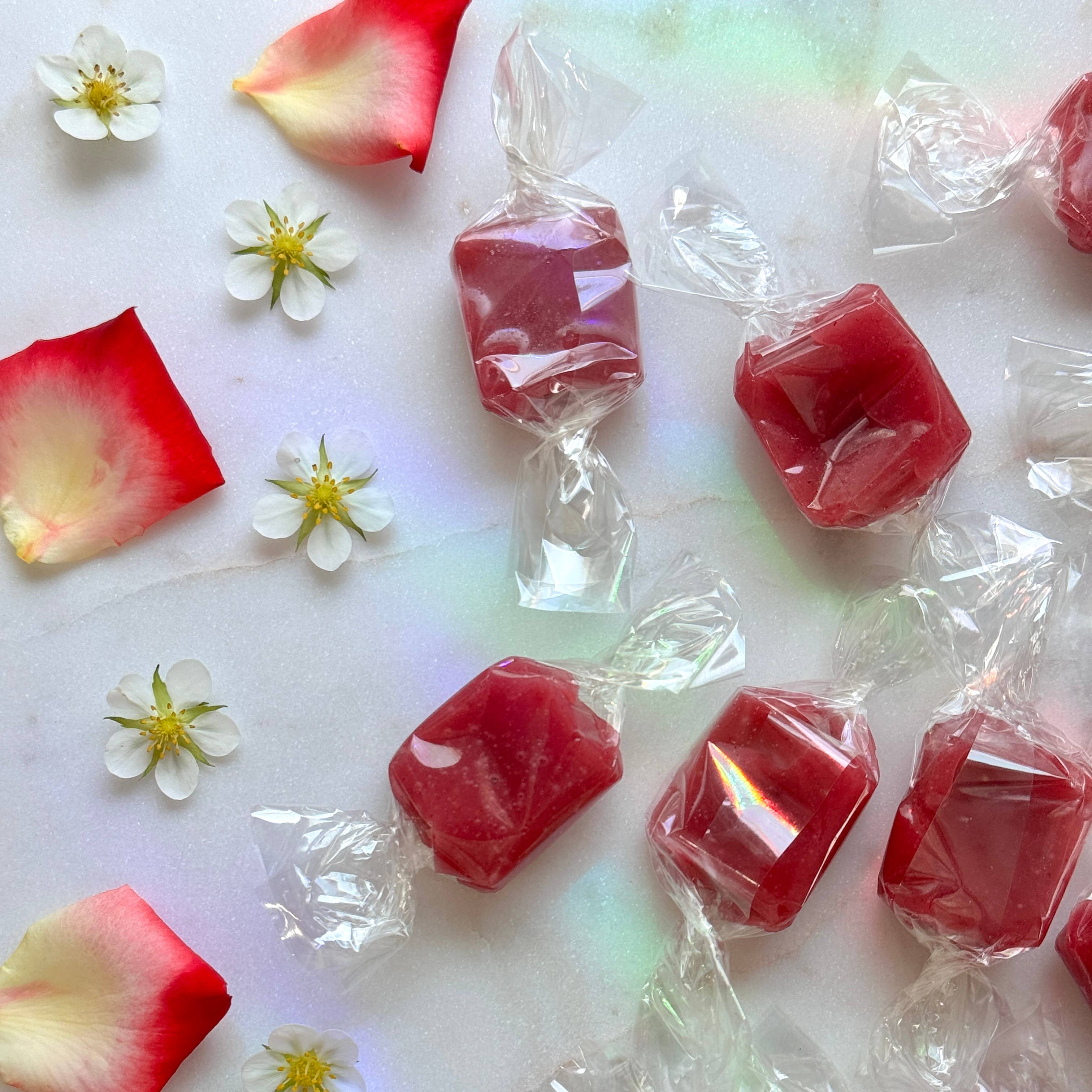 Strawberry Hibiscus Rose Fruit Chews - Bulk - Loose Candies