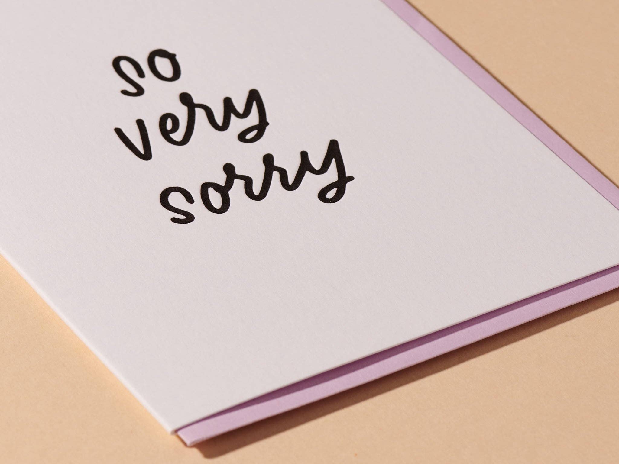Letterpress Sympathy Card—So Very Sorry (Minimal, Simple)