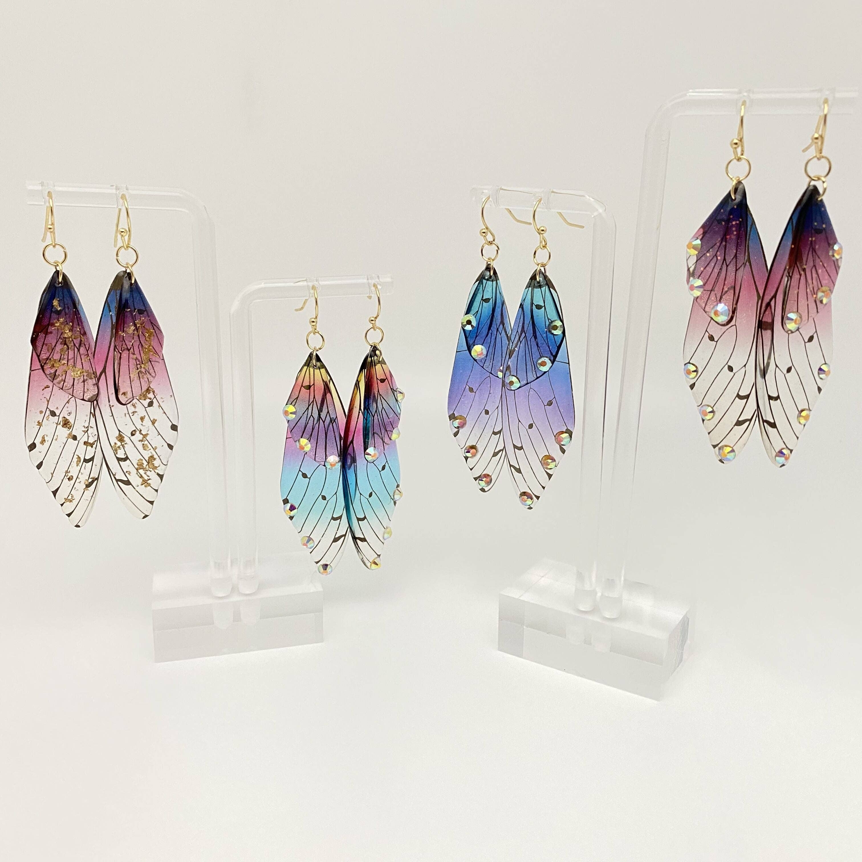 Gradient Cicada Wings, Butterfly Wings Earrings