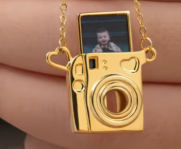 Polaroid Camera 14K Gold Steel Necklace