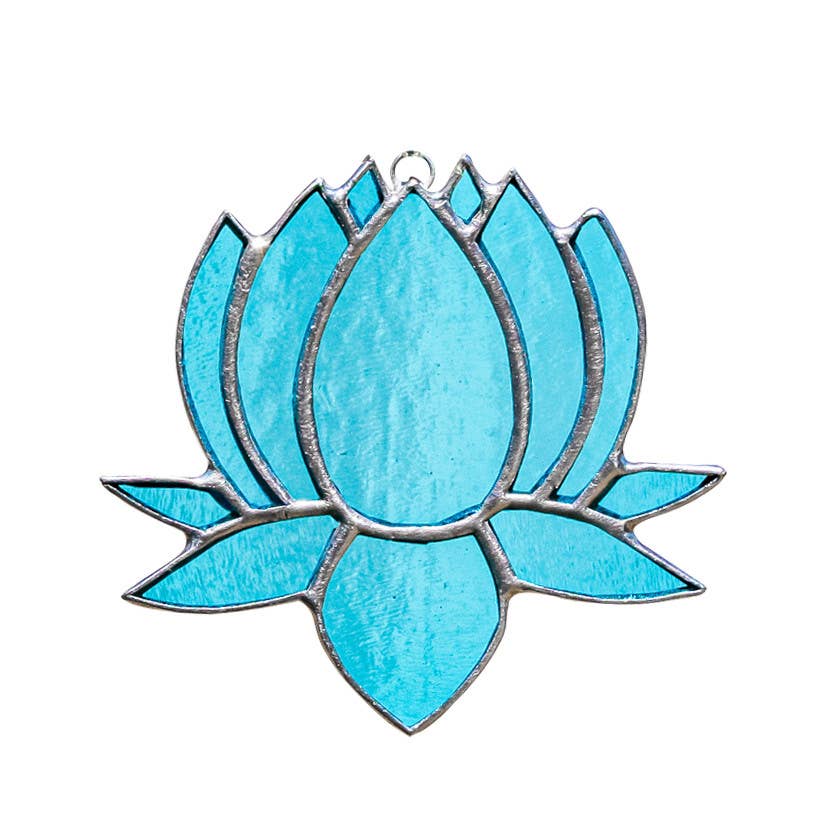 Small Lotus Stained Glass Suncatcher | 3" x 4"