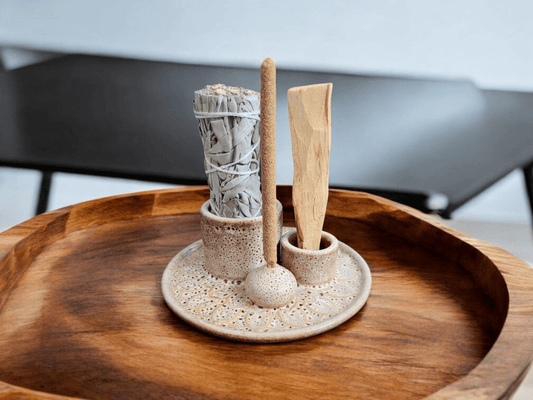 5" Ceramic Incense Burner | Ivory - Spiral Circle