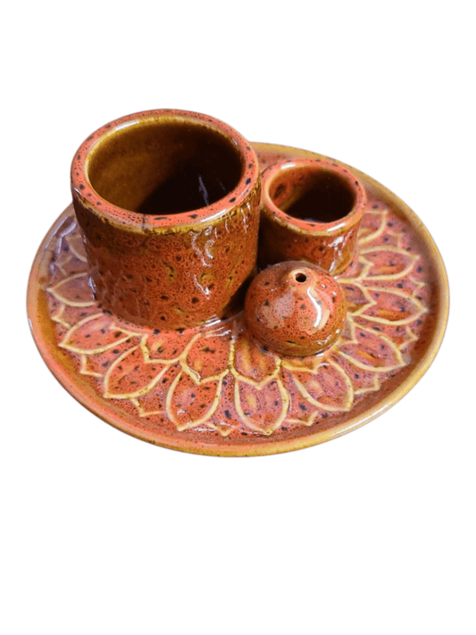5" Ceramic Incense Burner | Red - Spiral Circle