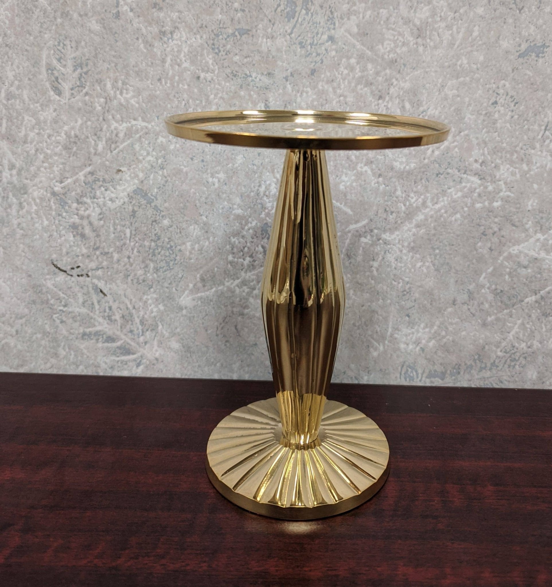 5" Inch Tall Sunburst Brass 3" Pillar Candle Holder - Spiral Circle