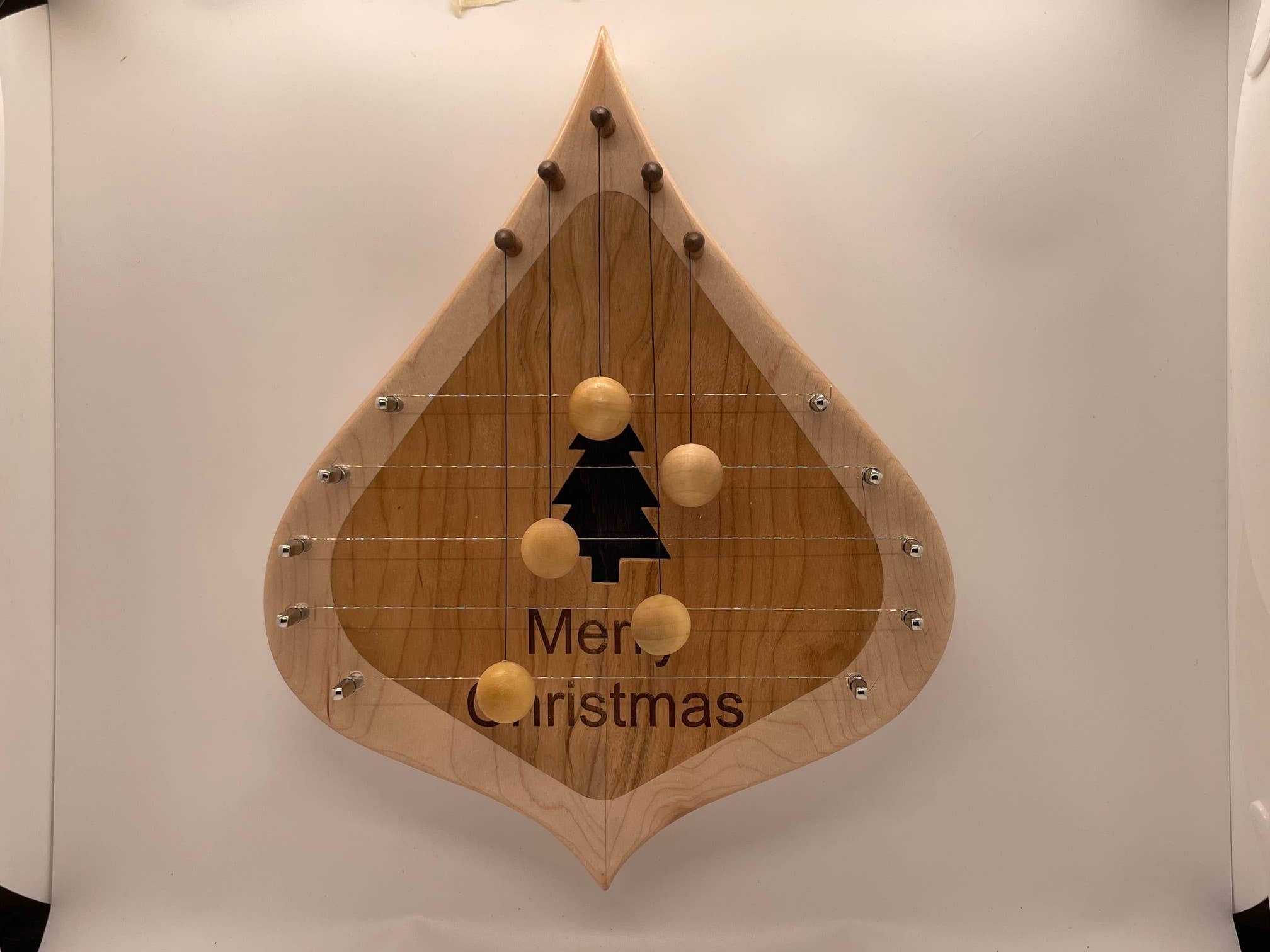 5 String Door Harp Walnut border with Cherry inlay - Spiral Circle