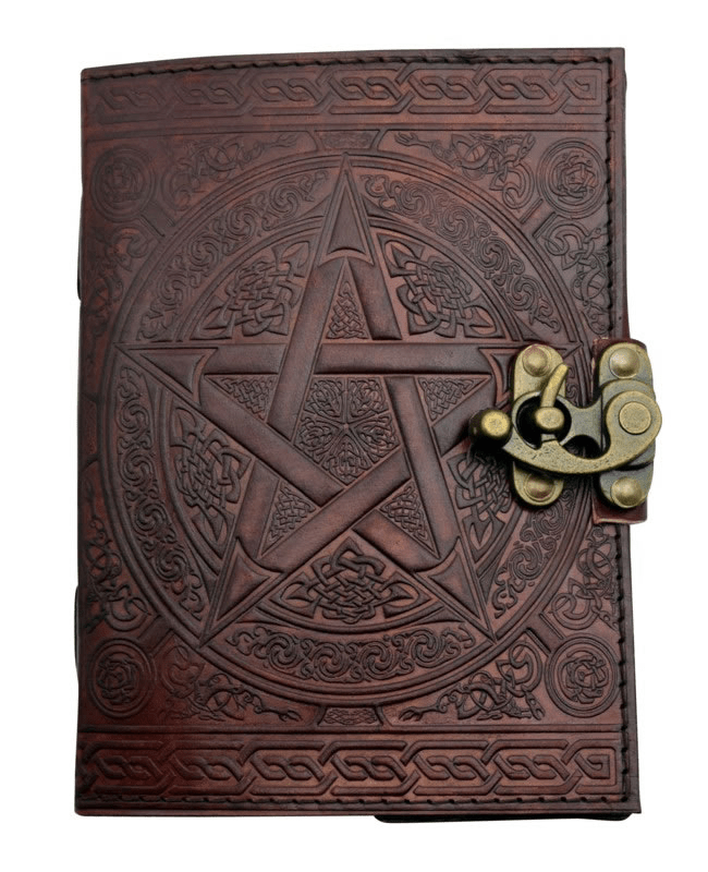 5 x 7 New Pentagram Brown Leather Journal - Spiral Circle