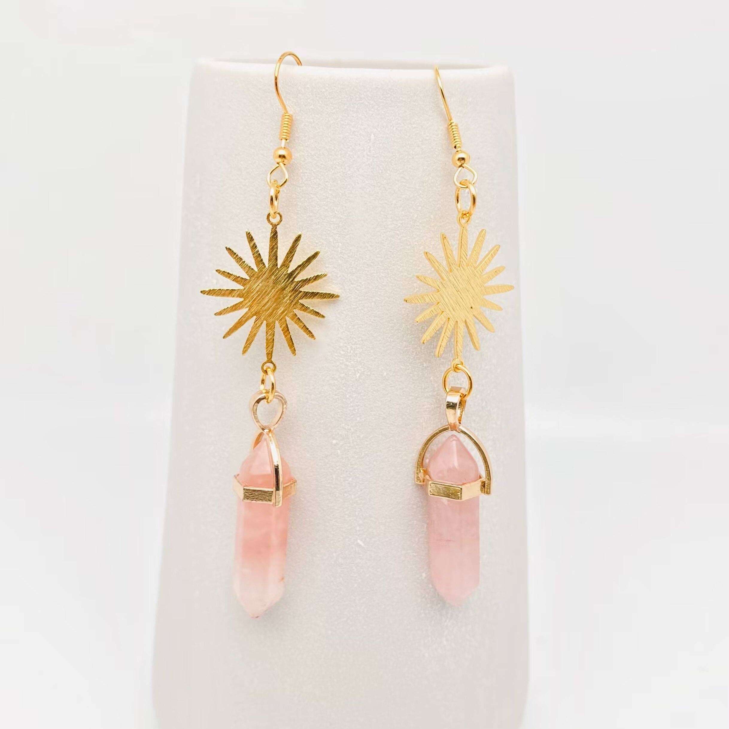 Hexagon Quartz Crystal Earrings