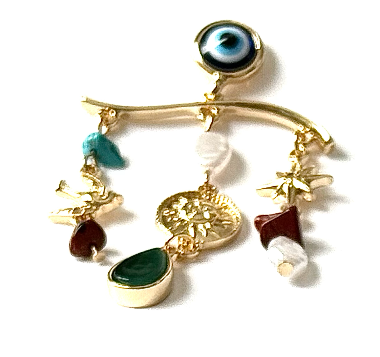 Evil Eye Charm Chandelier Earring 14K