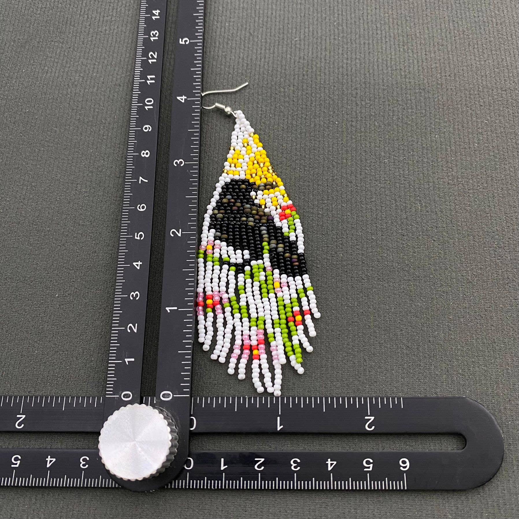 Crow Colored Seed Beads Fringe Dangle Earrings