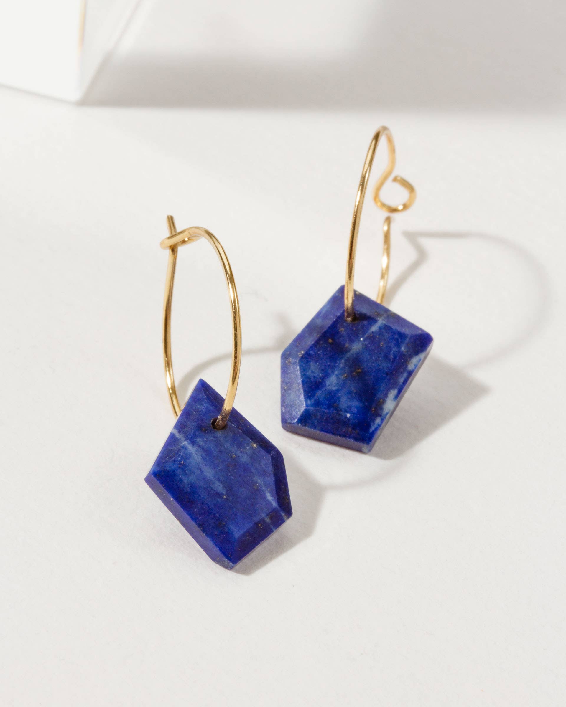 Lapis Lazuli Sterling Silver Geometry Mini Hoop Earrings