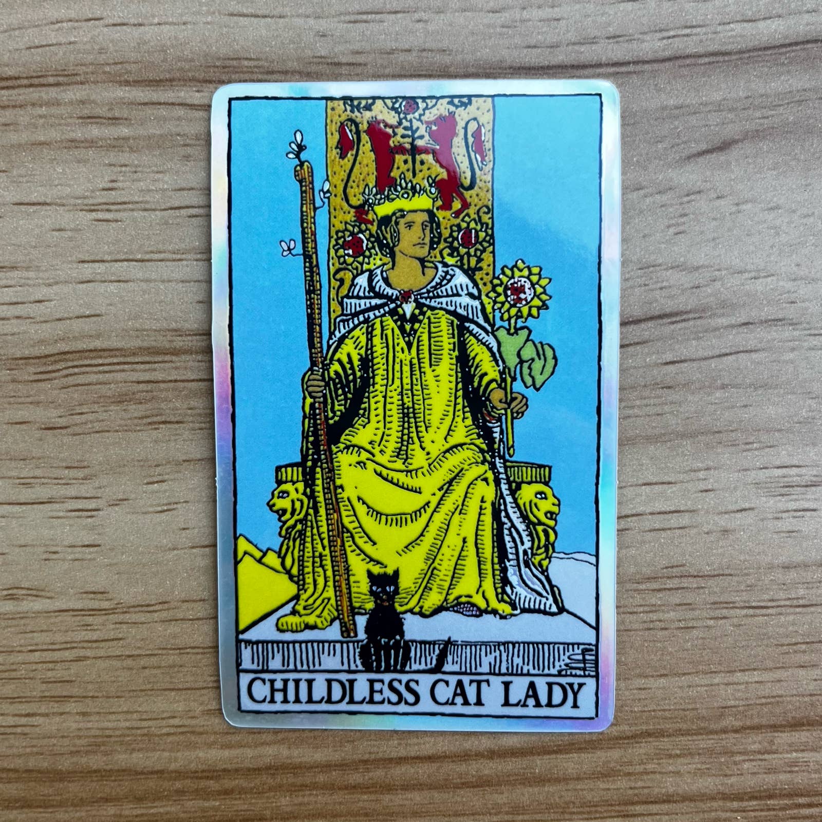 Queen of Wands Tarot Sticker - Childless Cat Lady