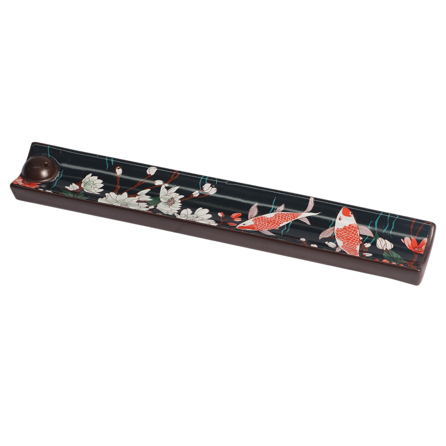 Ceramic Incense Holder 9 inch L Japanese Koi Fish (1/36)