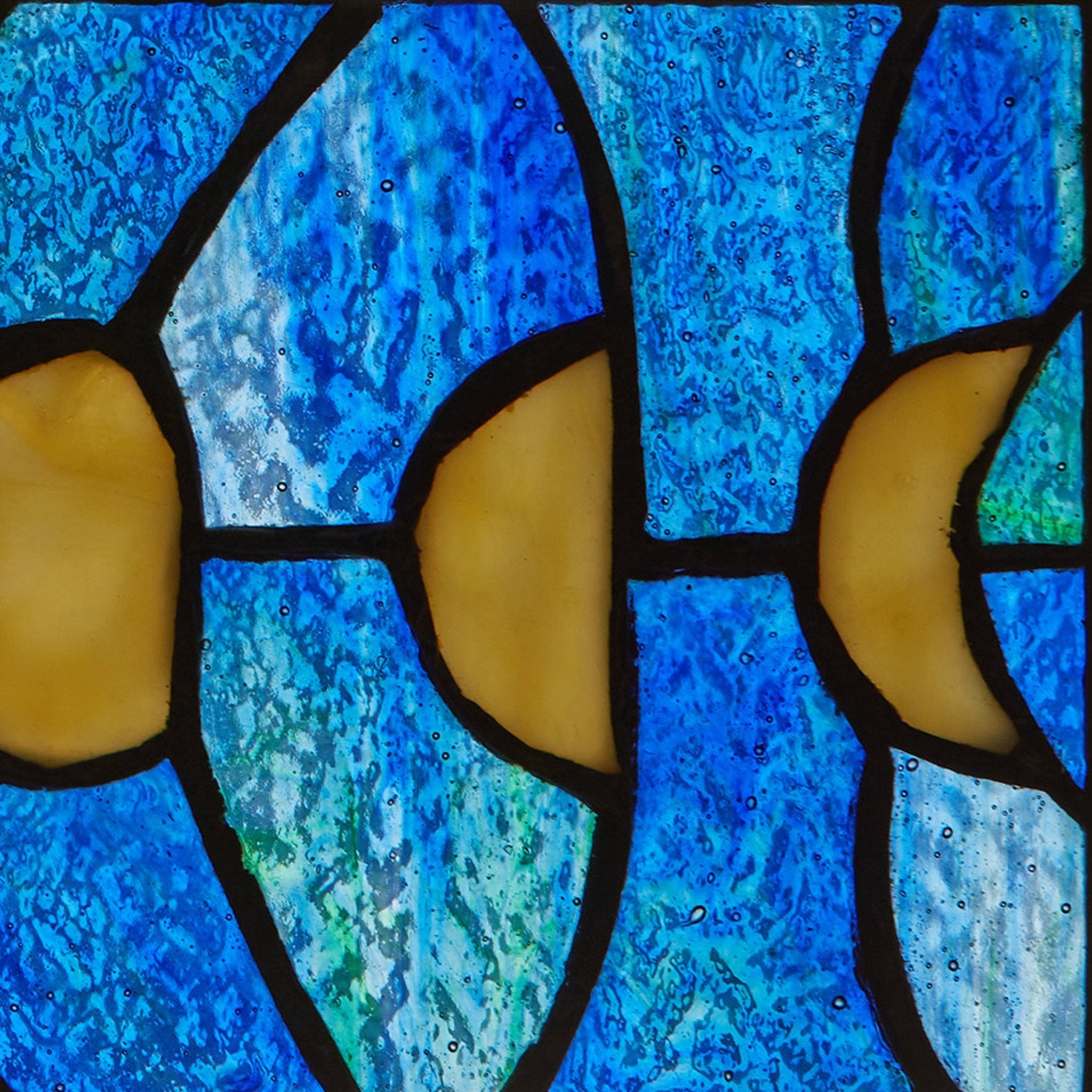 5"H Moon Phases Rectangular Stained Glass Window Panel - Spiral Circle