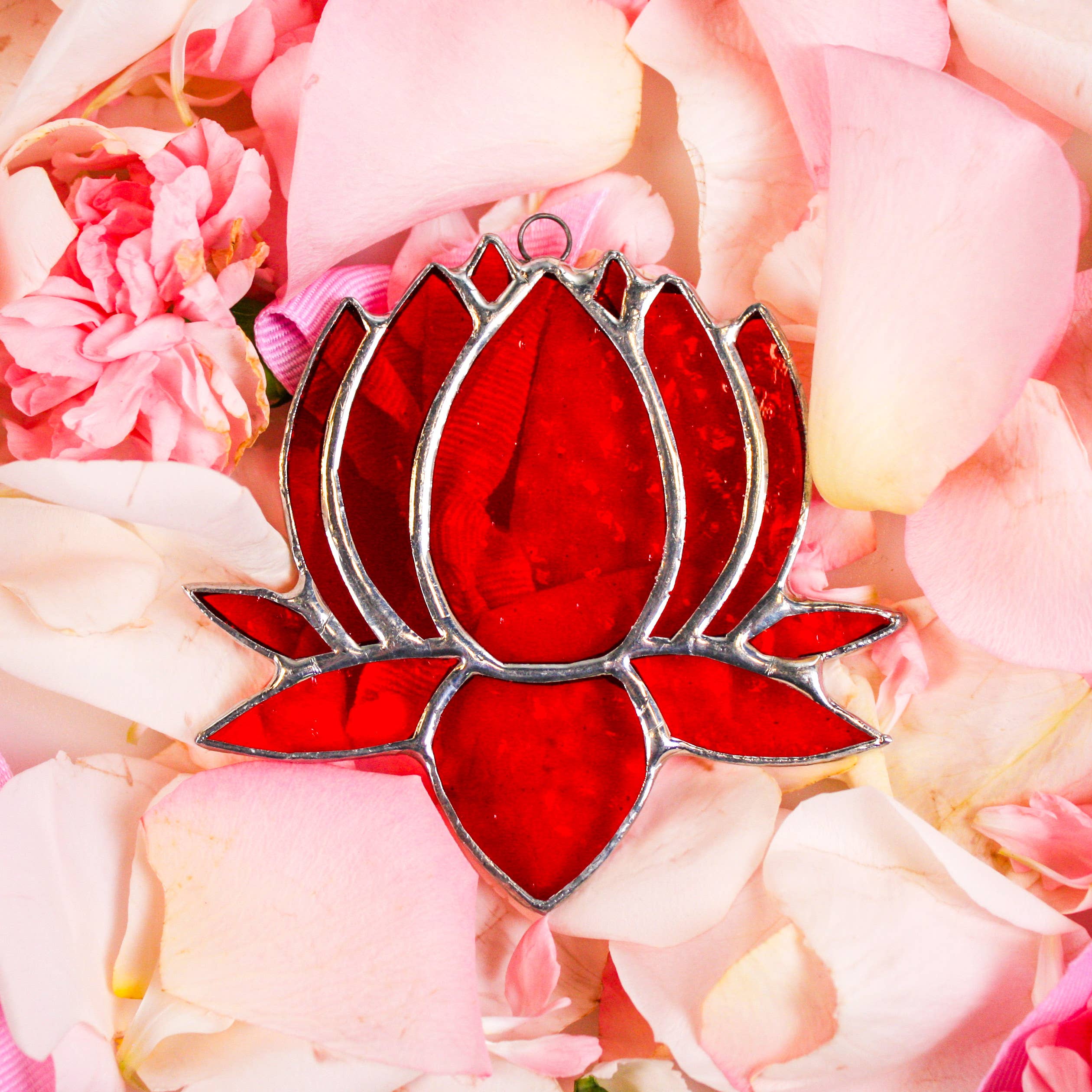 Small Lotus Stained Glass Suncatcher | 3" x 4"