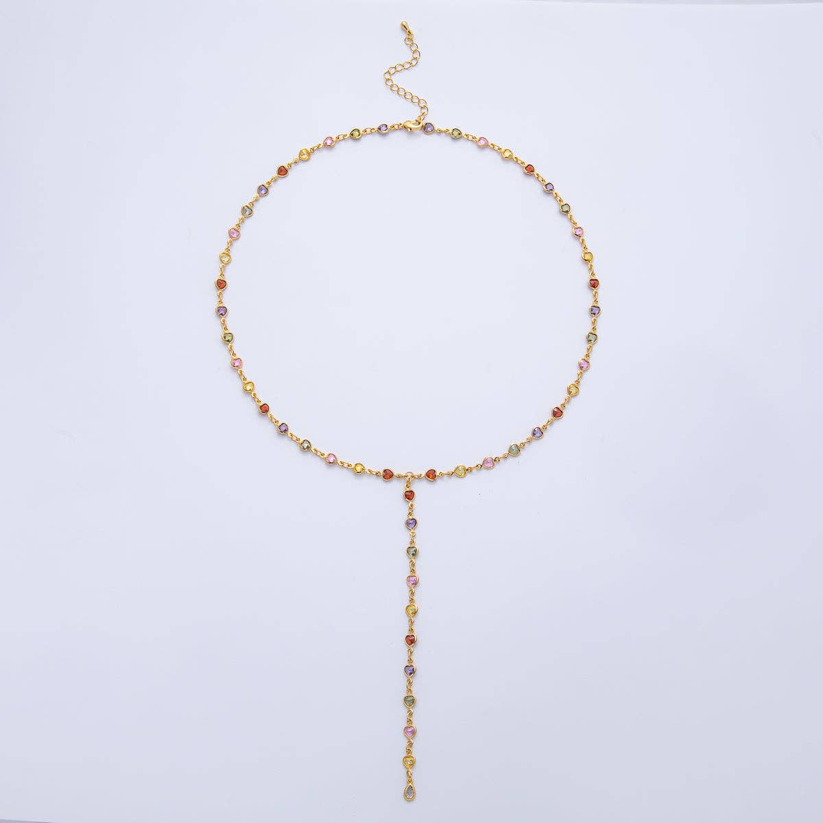 18K Gold Heart Lariat Necklace