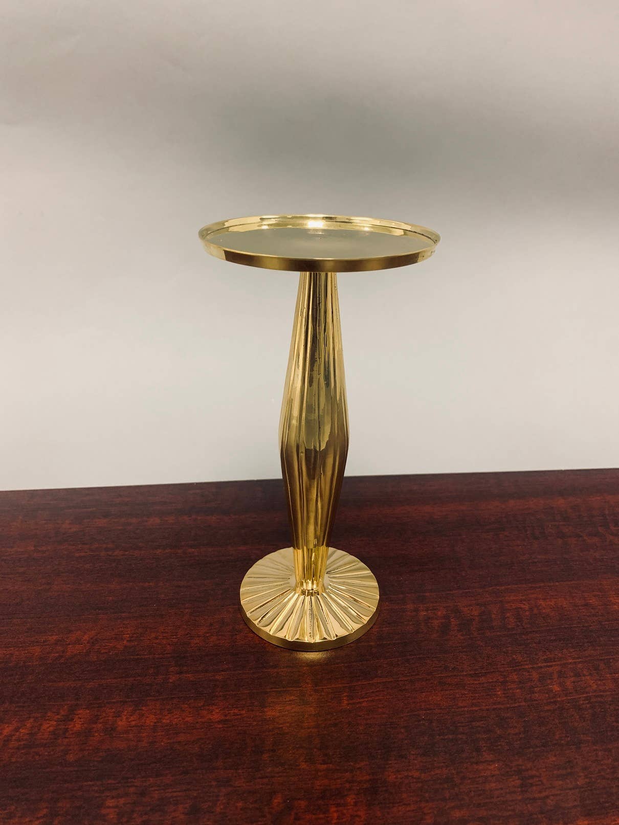 7" Ht. Sunburst Brass 3" Pillar Candle Holder - Spiral Circle