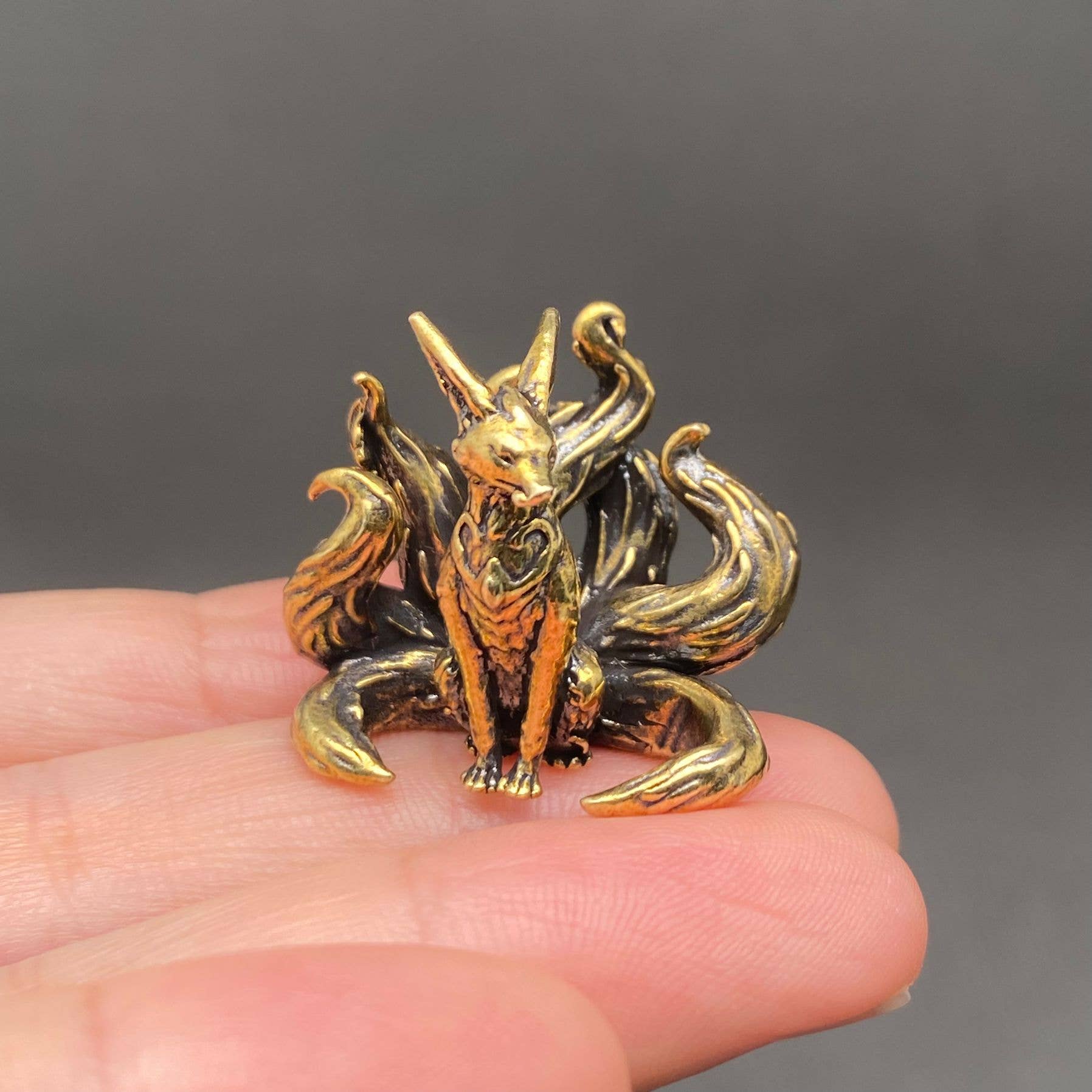 7 Tails Fox | Brass Figurine - Spiral Circle