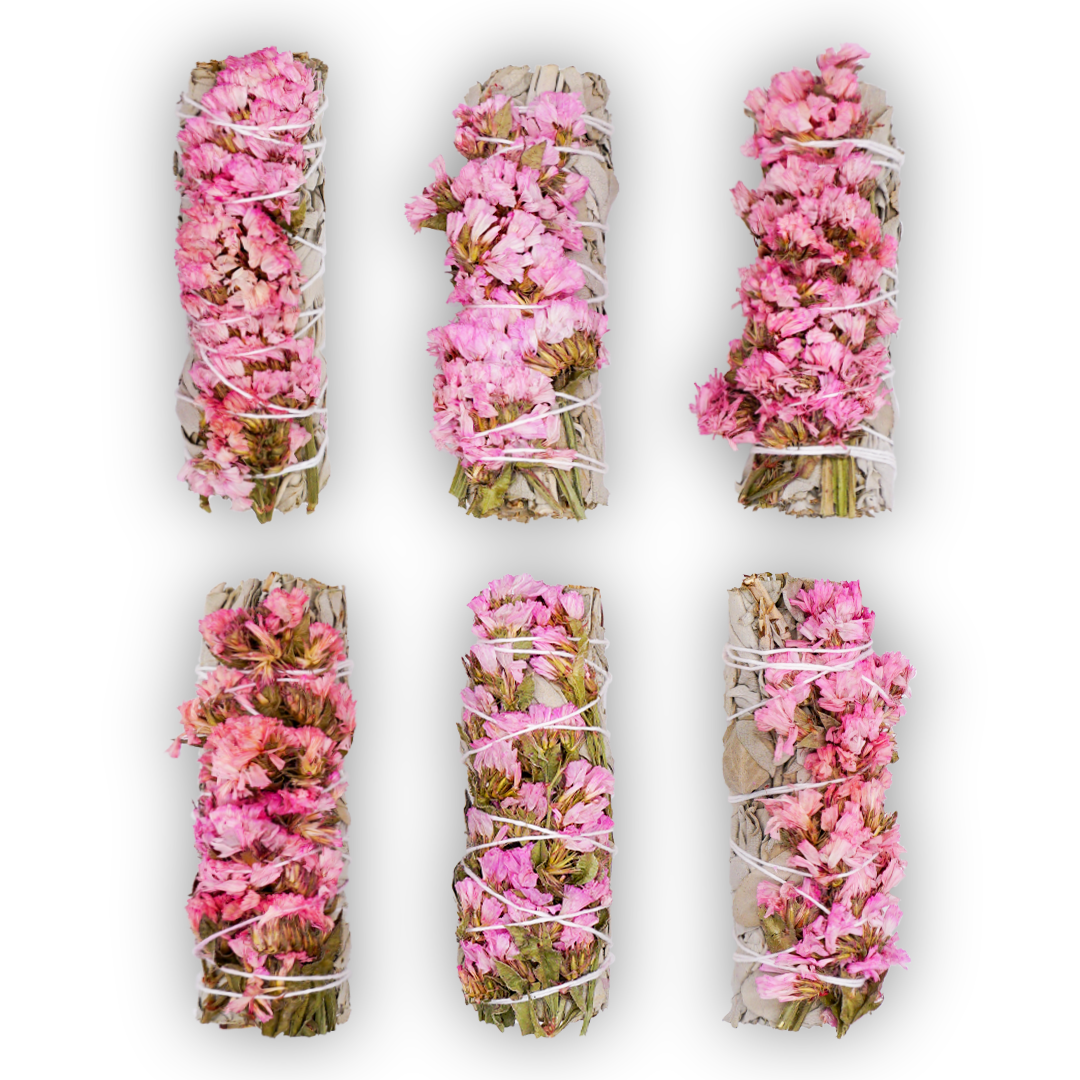 Pink Sinuata Flower | White Sage Bundles | 4 inch