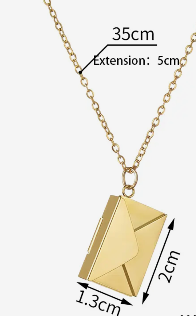 Love Letter Steel Envelope and Letter Necklace