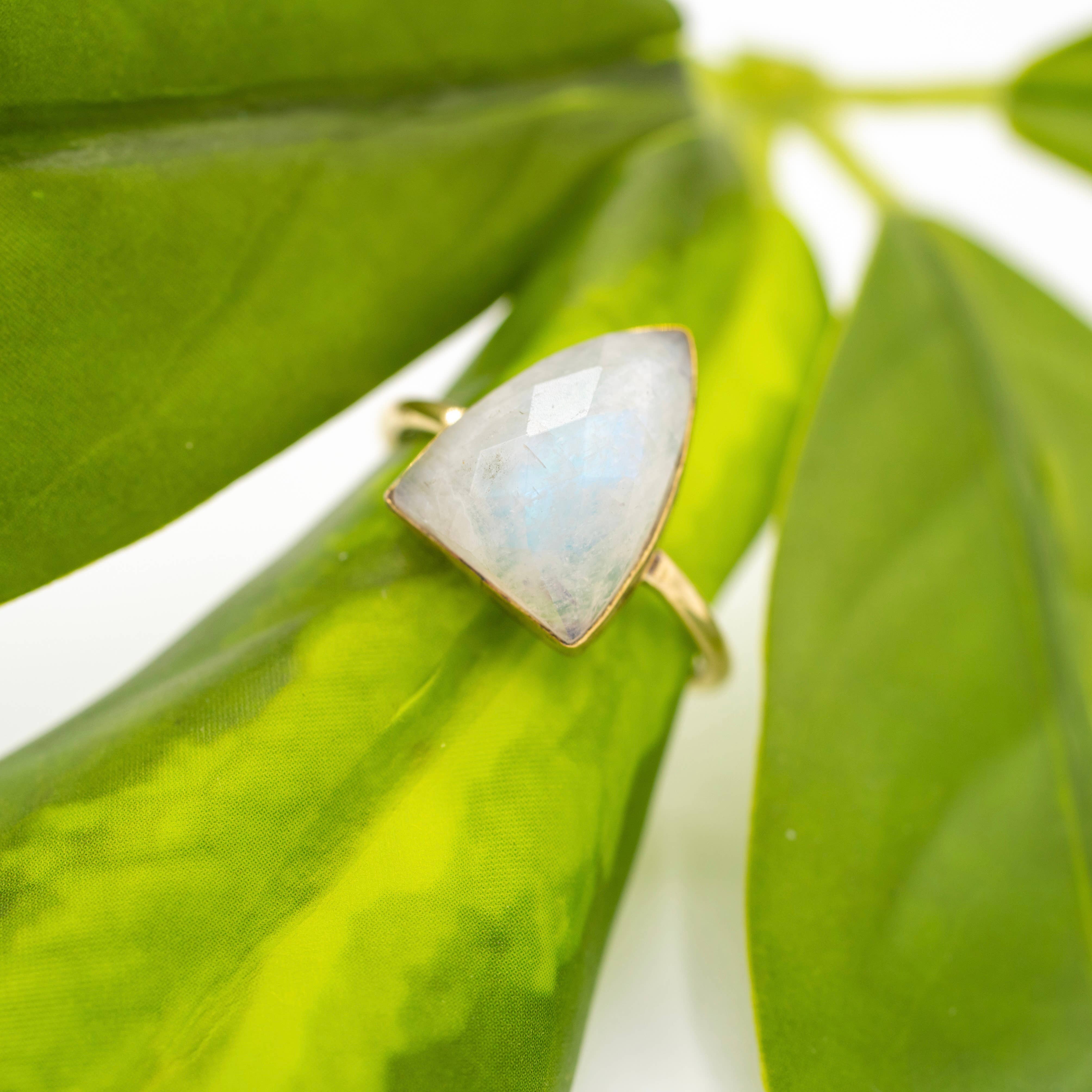Brass Moonstone Point Ring
