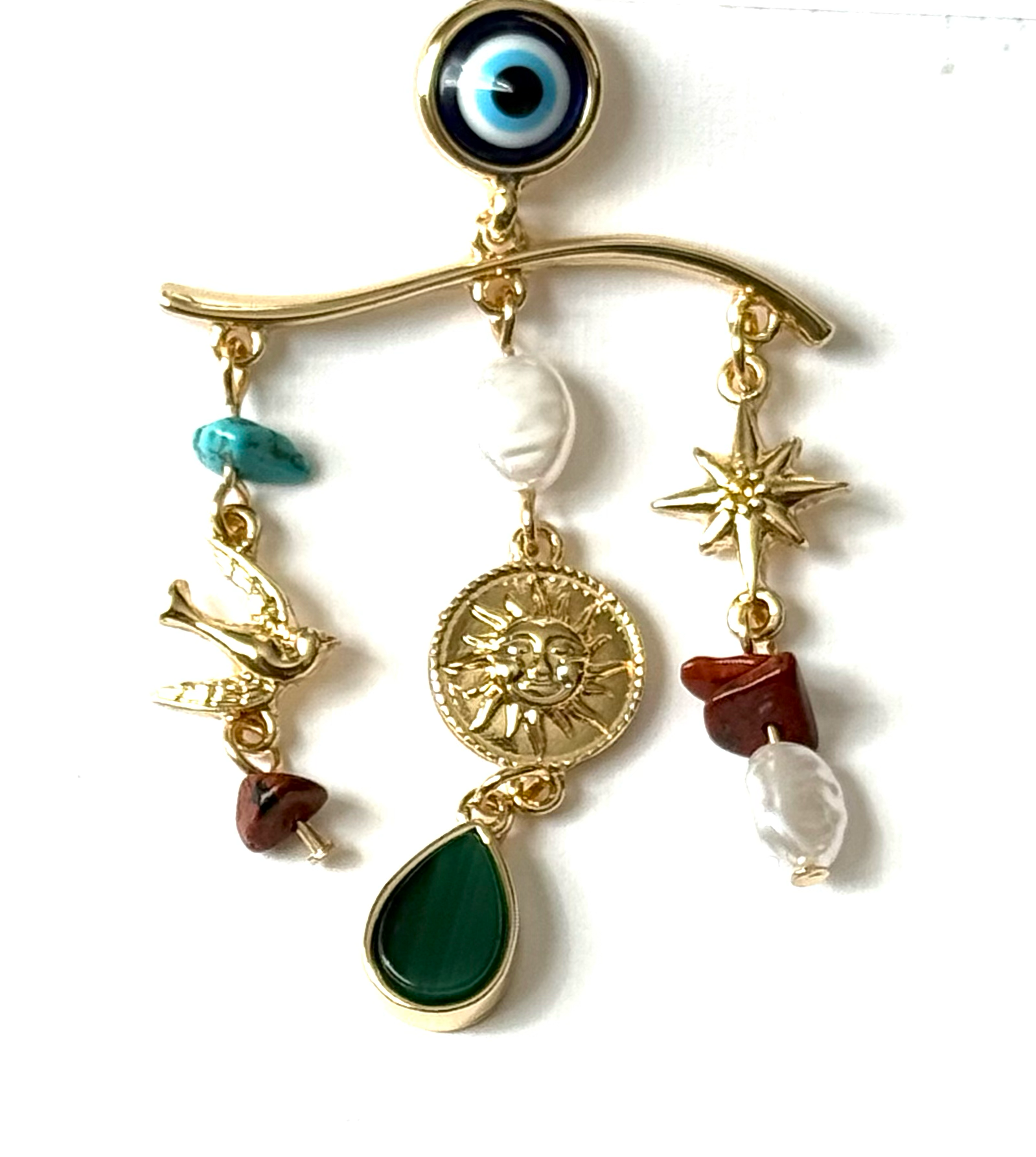 Evil Eye Charm Chandelier Earring 14K