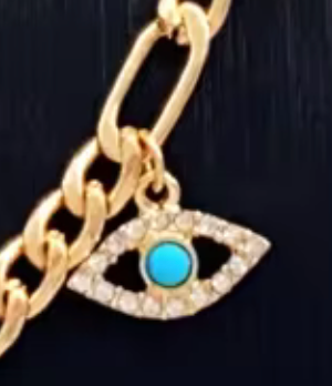 Evil Eye Charm Collar Steel Necklace 14K 