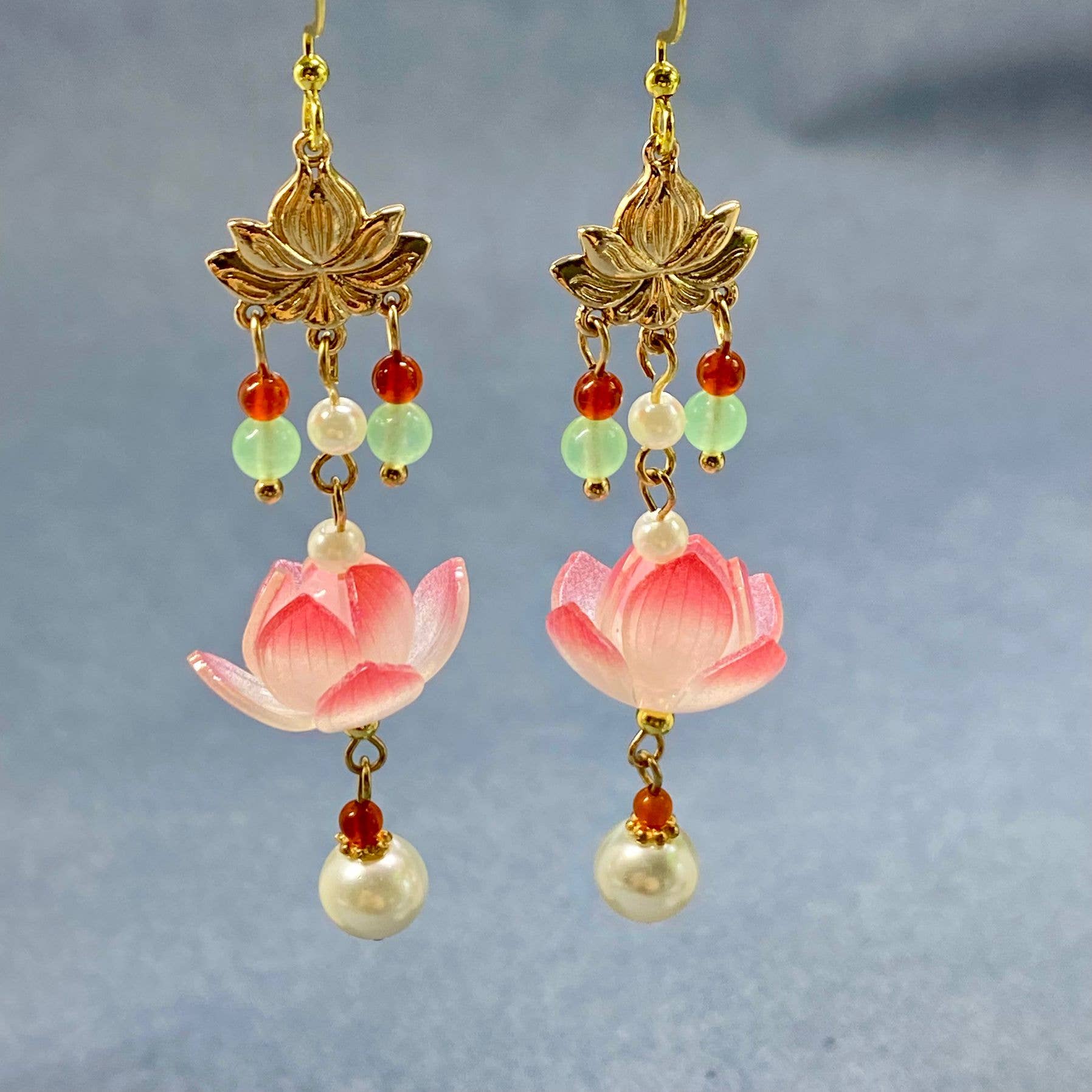 Lotus & Agate Earrings