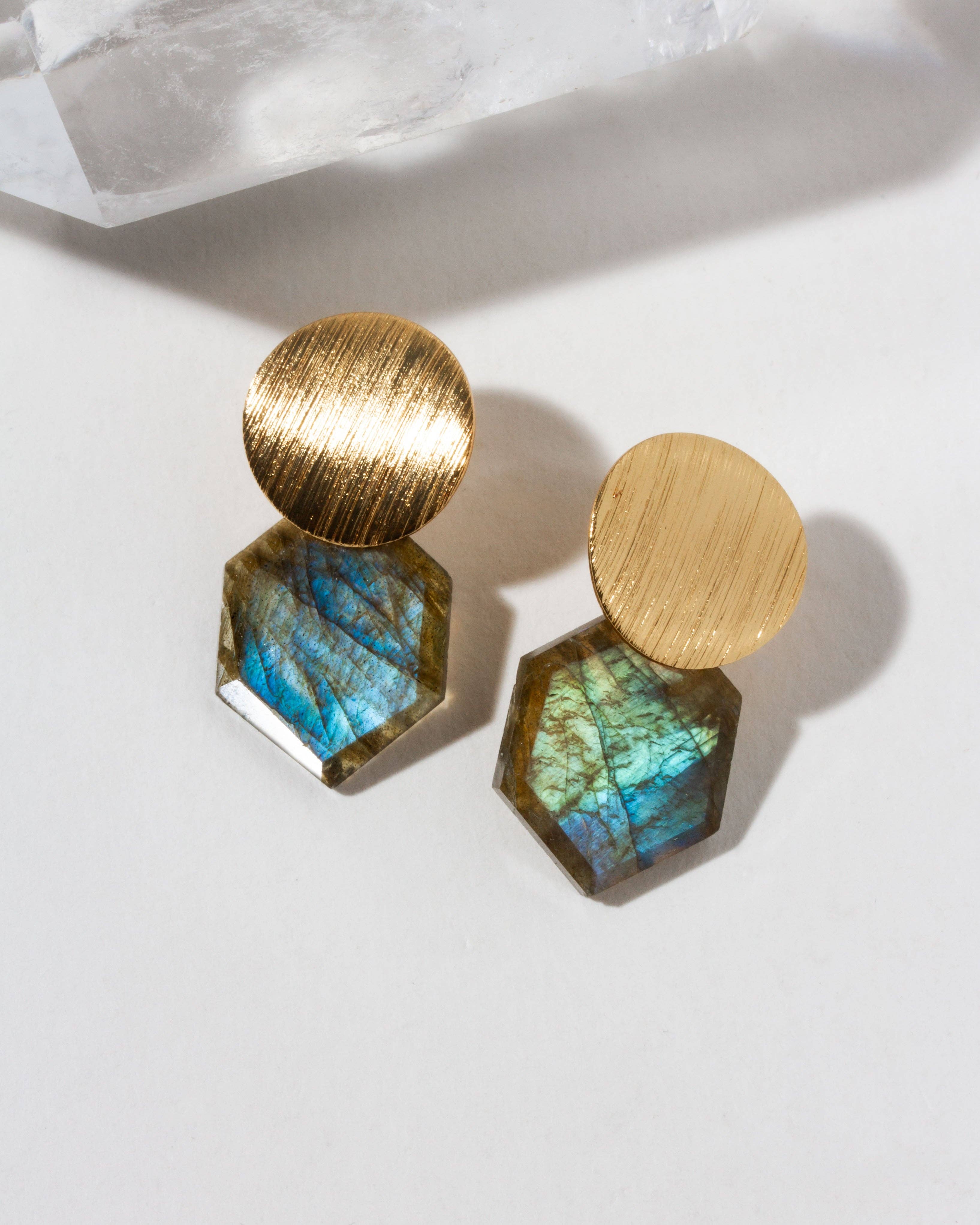 Geocentric Statement Post Earrings - Labradorite