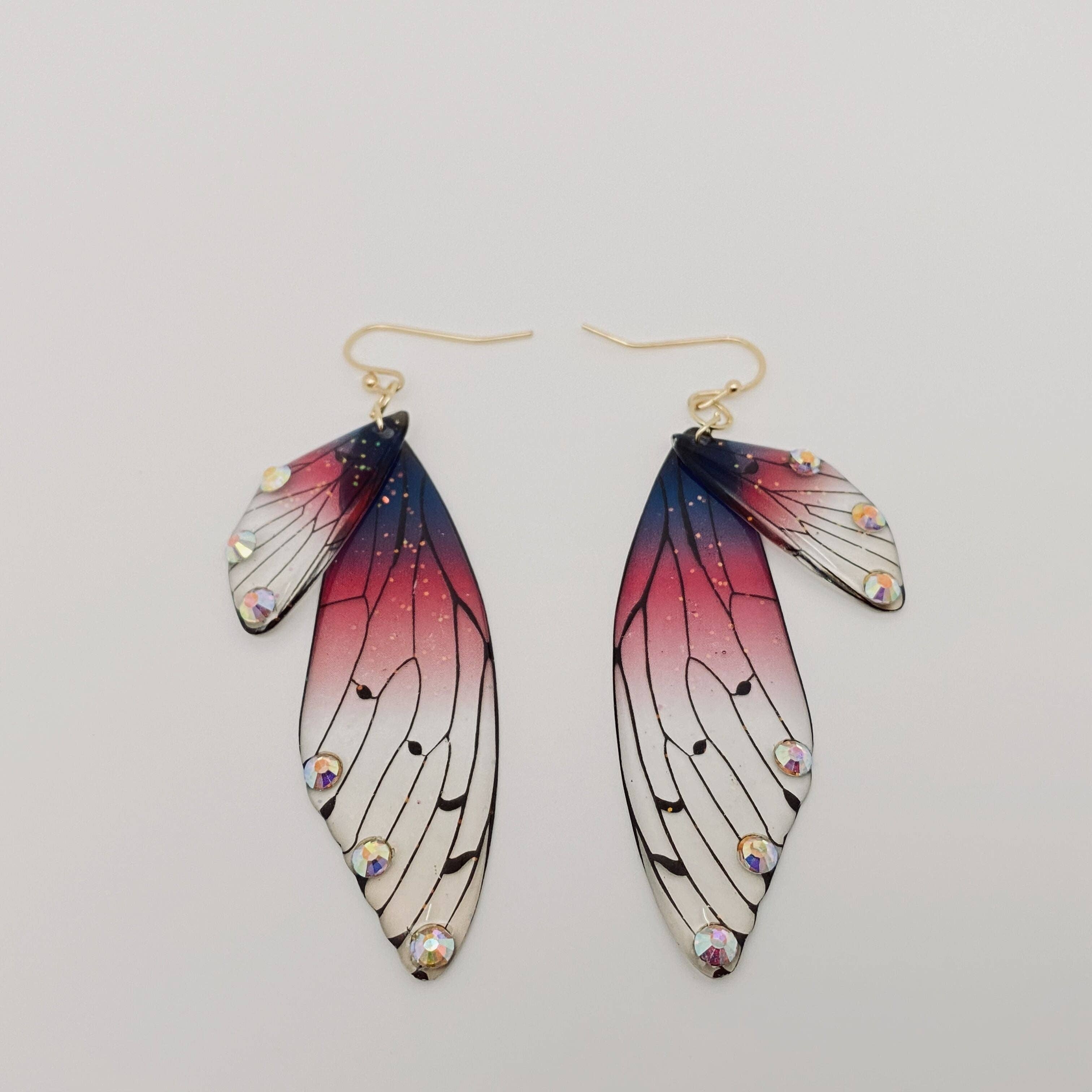 Gradient Cicada Wings, Butterfly Wings Earrings