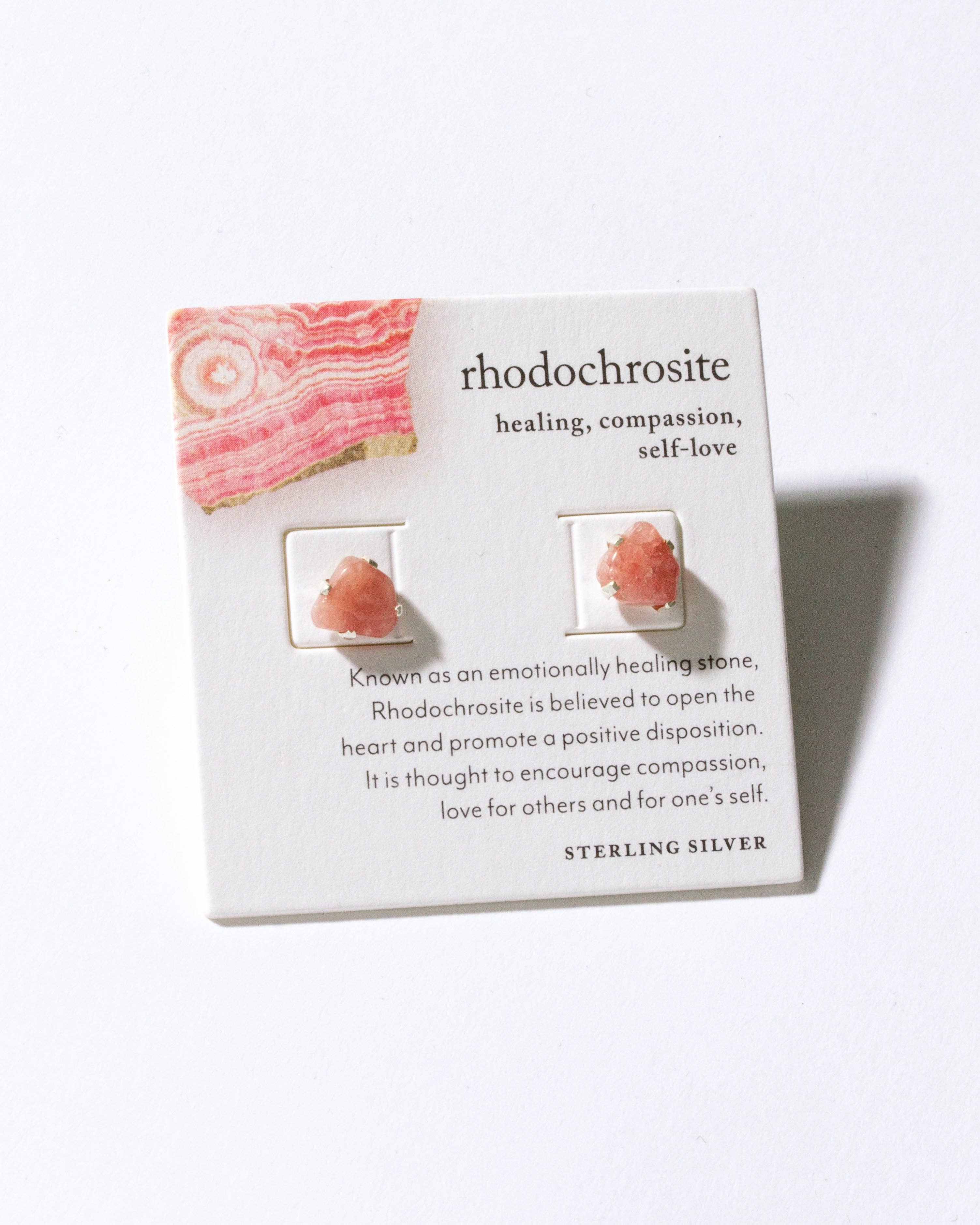 Rhodochrosite Beauty Stud Earrings | Sterling Silver