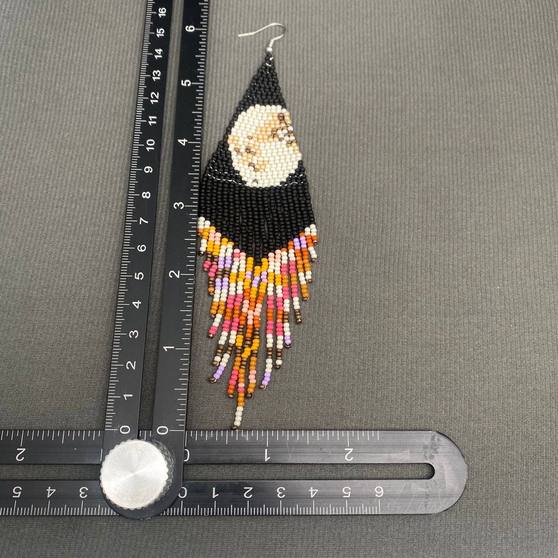 The Moon In The Night Sky Seed Beads Fringe Earrings