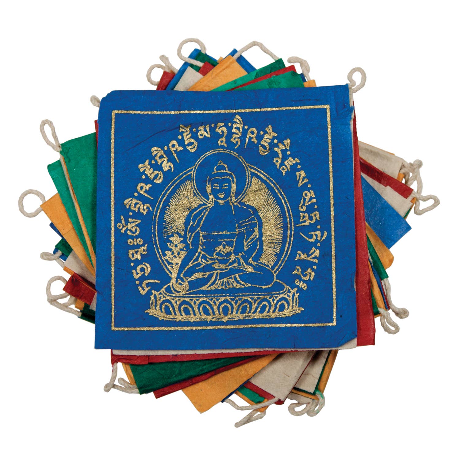8' Medicine Buddha Paper Prayer Flag - Spiral Circle