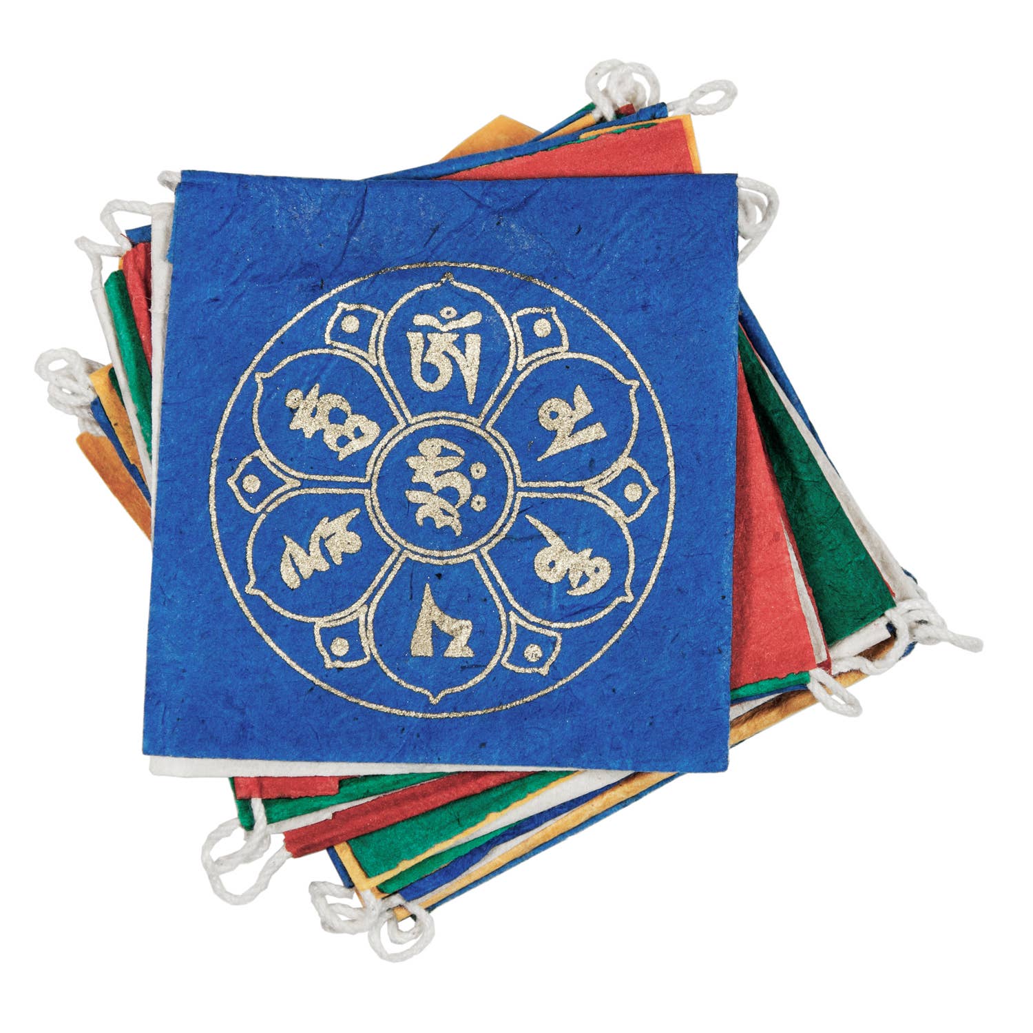8' Om Lotus Paper Prayer Flag - Spiral Circle