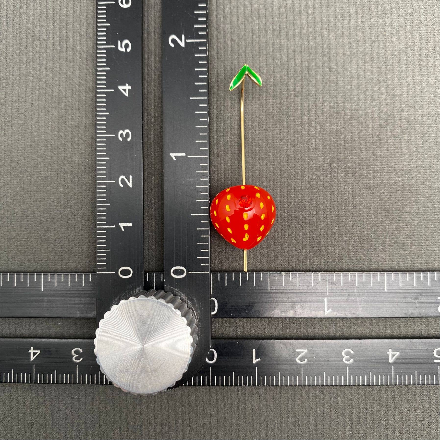 Enamel Strawberry Dangle Earrings