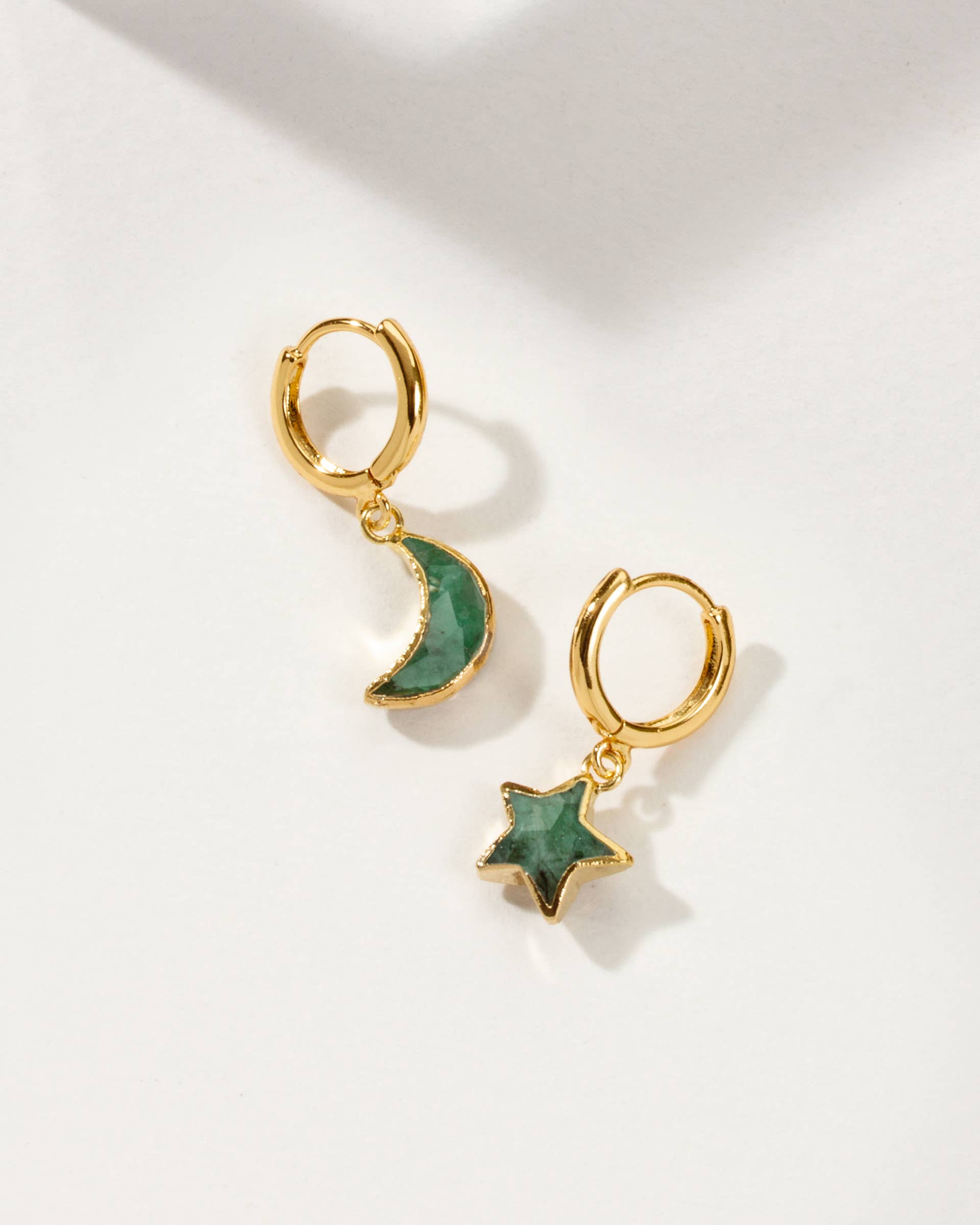 Sky Gazing Mismatched Hoop Earrings | Emerald