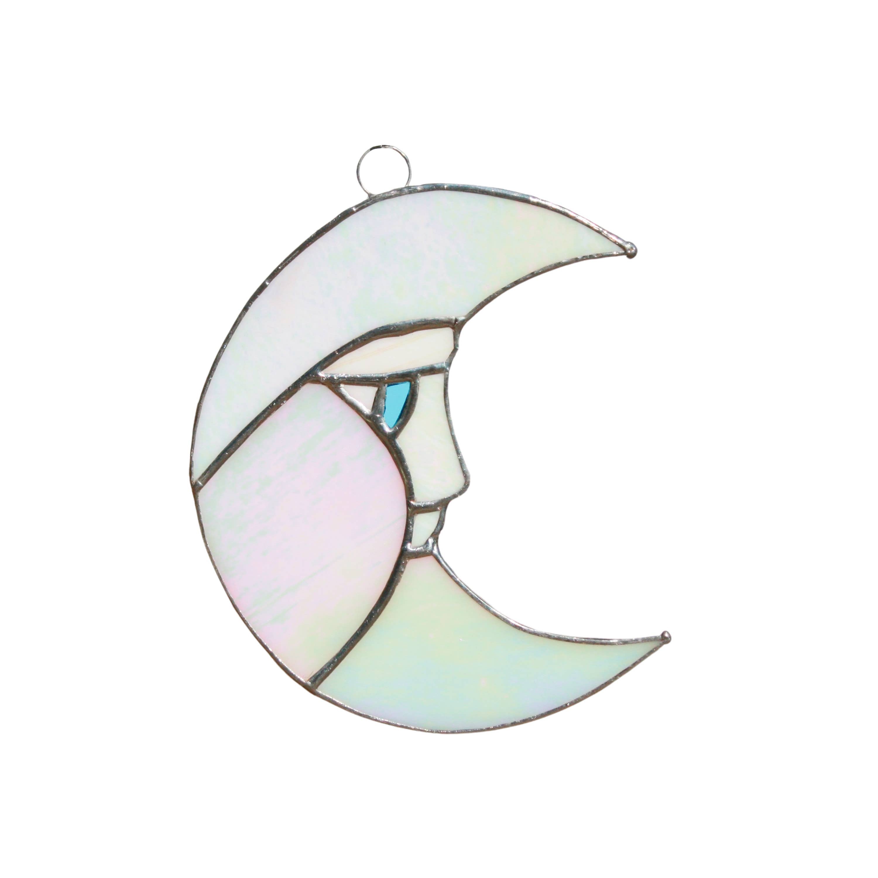 Mr. Moon Stained Glass Suncatcher | 5" × 4"
