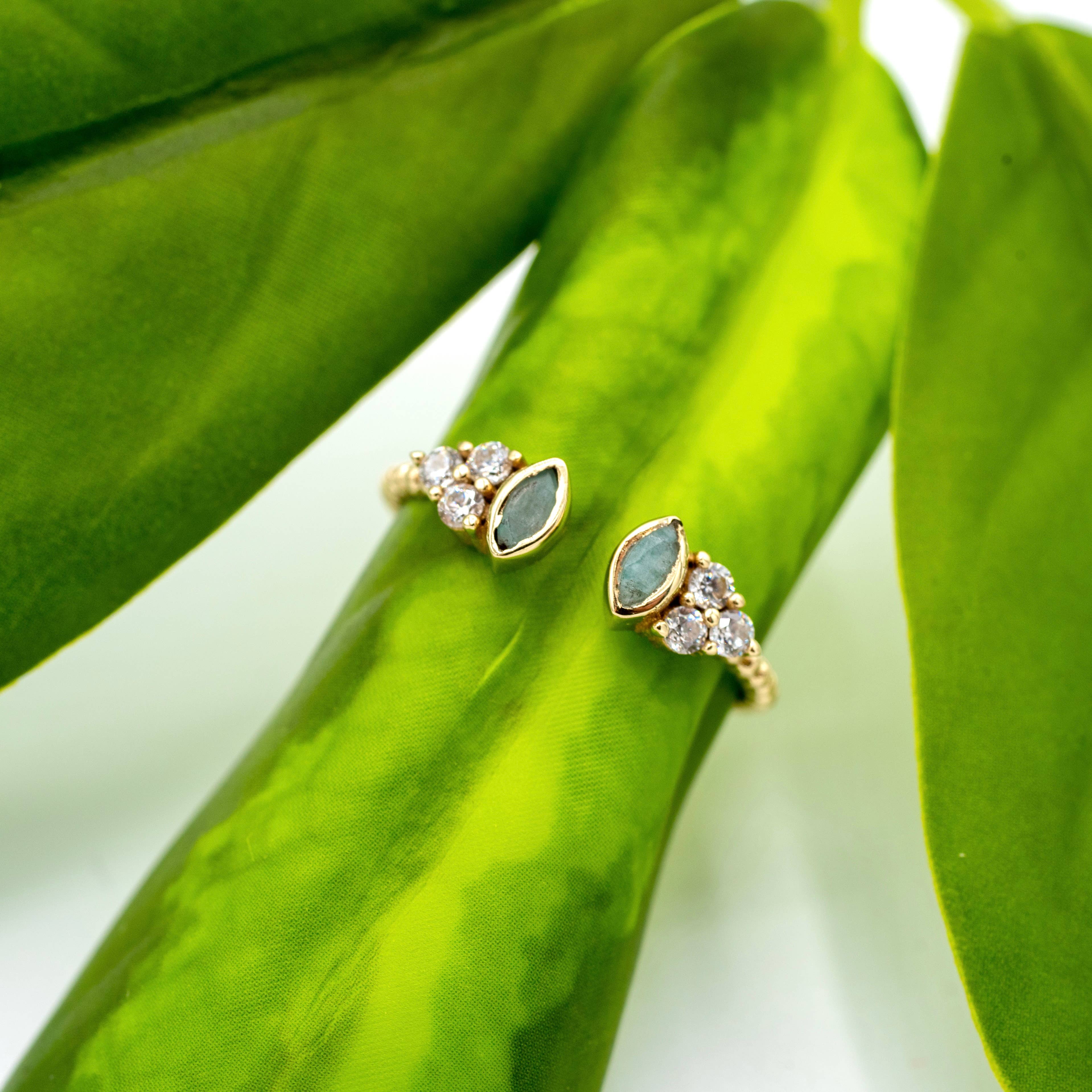 Brass Labradorite and Zircon Dainty Ring 