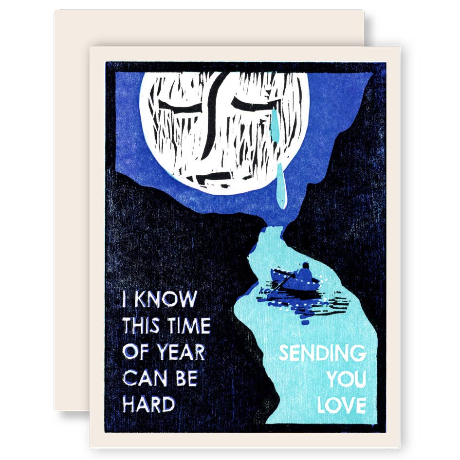 This Time of Year (Crying Moon) Letterpress Sympathy Card